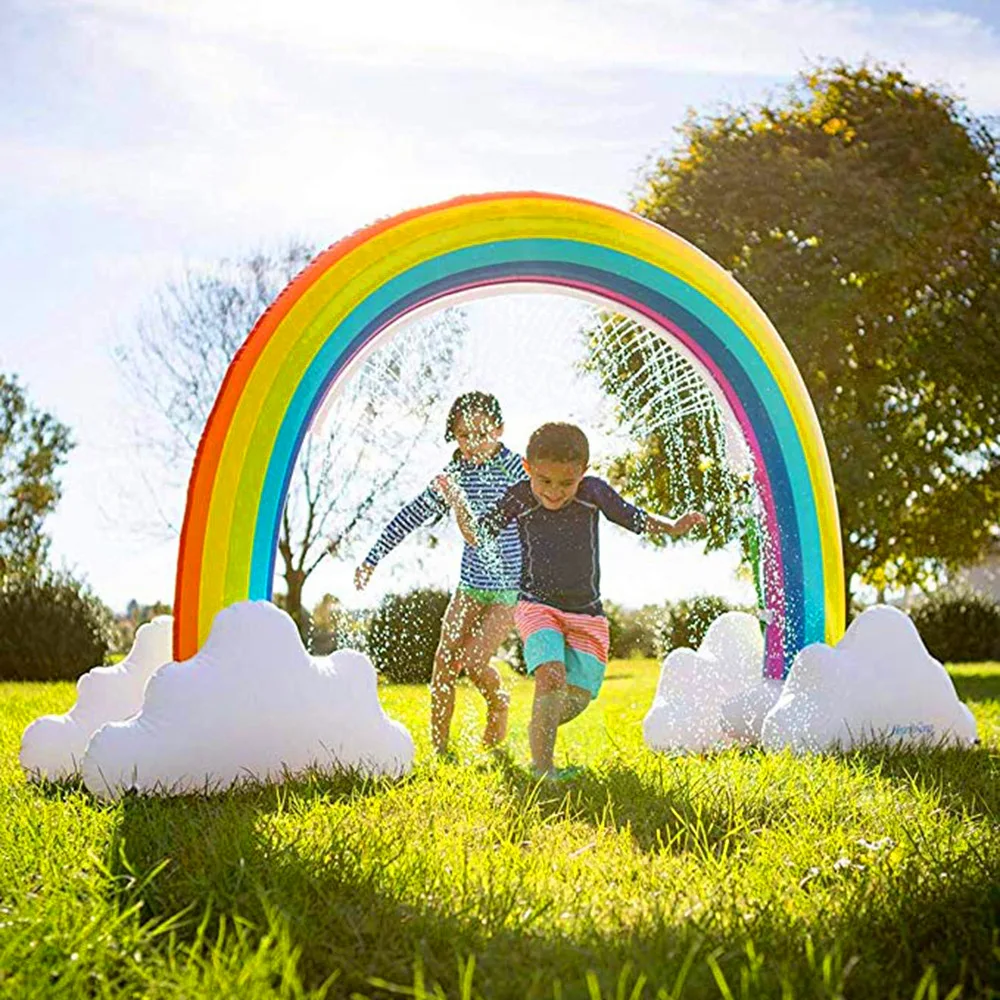 

Lawn Pool Giant Pvc Inflatable Water Arch Sprinkler Play Child Girl and Boy for Rainbow Water