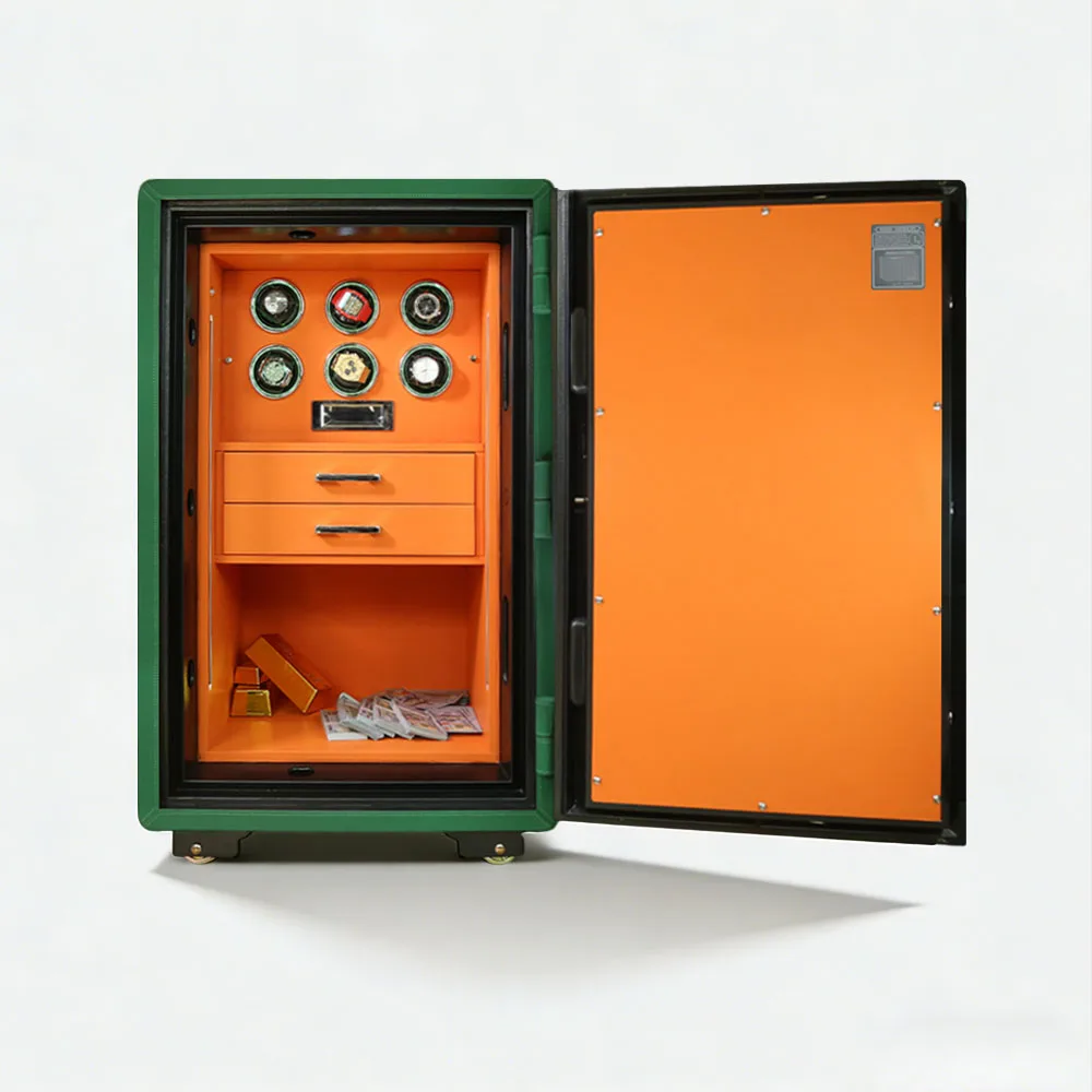 Heavy Duty Custom Biometric Fingerprint LCD Display Electronic Digital Lock Fireproof Luxury Metal Safe for Executive Offices