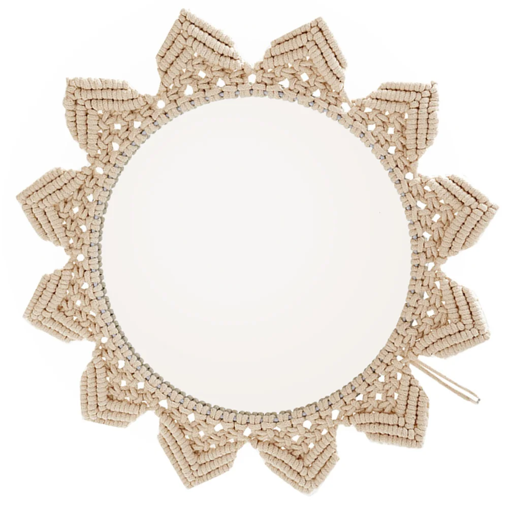 

Cotton Rope Woven Mirror Bohemian Style Round Wall Hanging Decorative Mirror for Bedroom Living Room Wall Decor