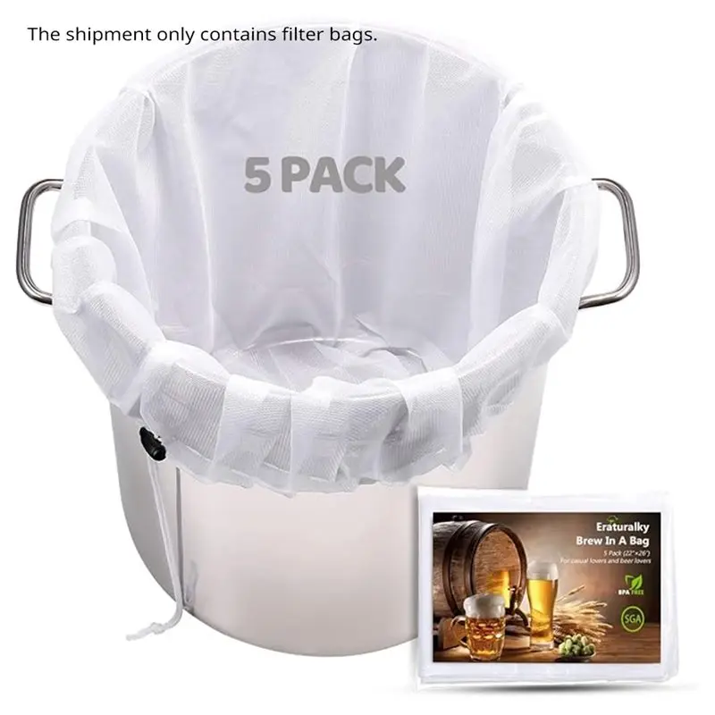 A03F-5PCS Reusable Fine Mesh Nylon Straining Bags Large Size