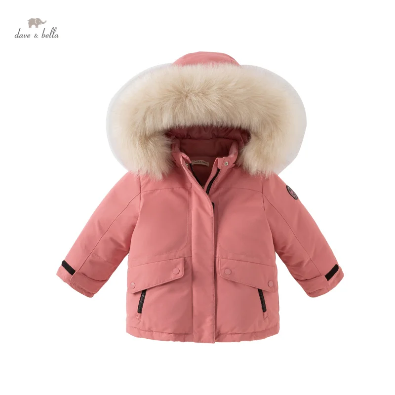 Dave Bella Children Boys Girls Cute Top Outerwear 2024 New  Autumn Winter Casual White Duck Down Overcoat Outdoor Warm DB6328-A