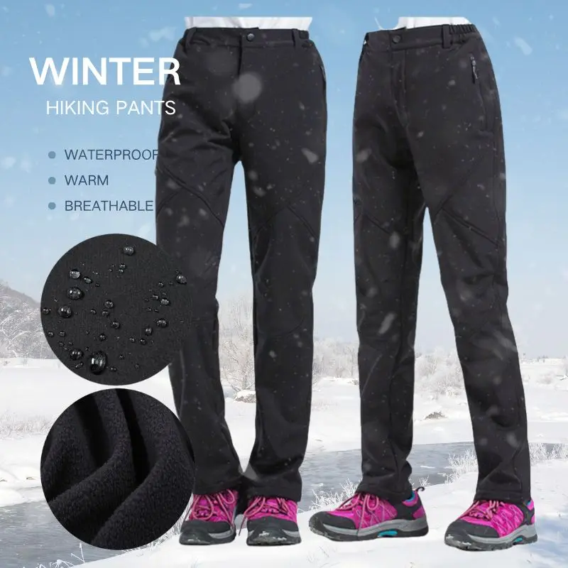 TRVLWEGO, pantalones de senderismo de invierno para mujer, para acampar al aire libre, viajes, a prueba de viento, nieve, forro polar transpirable, mantener el calor, pantalones de Trekking para mujer