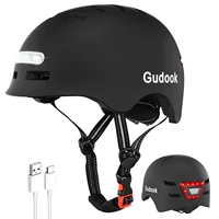 Casco de bicicleta GUDOOK para adultos con luz - Cascos de bicicleta para hombre y mujer - Luces LED delanteras y traseras para scooter, ciclismo y patinaje