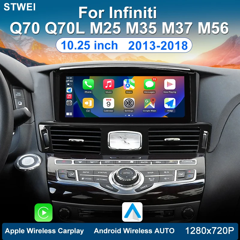 

For Infiniti Q70L M25M35 2013-2018 Android 12.0 Car Radio Multimedia Video Player Stereo Wireless Car GPS Navigation DSP 4G WIFI