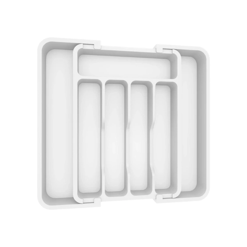 Cutlery Divider Tray for Kitchen Drawer Storage, Expandable Flatware Layout with 4 Compartment Access for Home JOMD