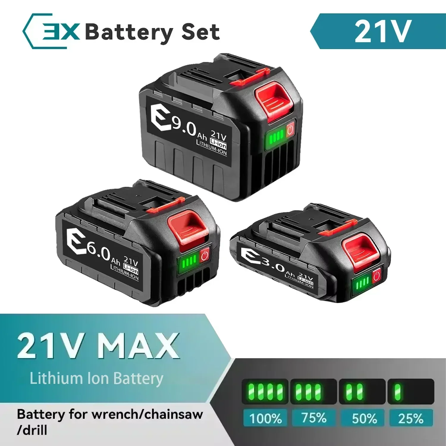 

21V 18V Battery Rechargeable 3000mah 6000mah 9000mah Lithium Ion Battery 388VF Li-ion Battery For Makita Electric Power Tool