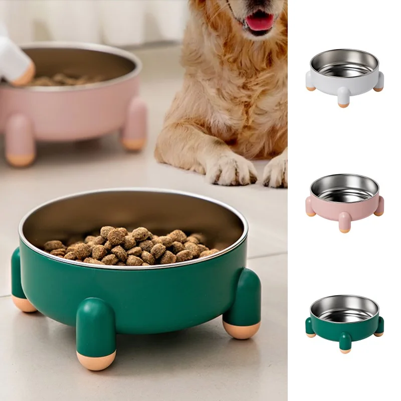 Pet Bowl High Leg Neck Protection Pet Stainless Steel Dog Bowl Dog Food Bowl Dog Washbasin Anti-slip Anti-collision Pet Supplies