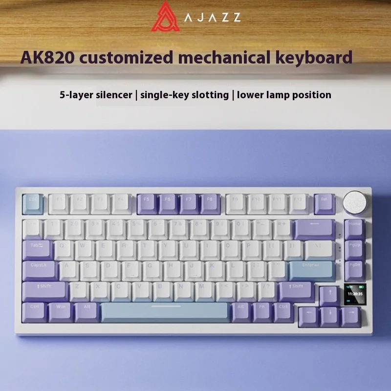 

AJAZZ Ak820 Three-mode Pro Bluetooth Mechanical Keyboard Customized Game Gasket Structure Single-key Slotted With Screen