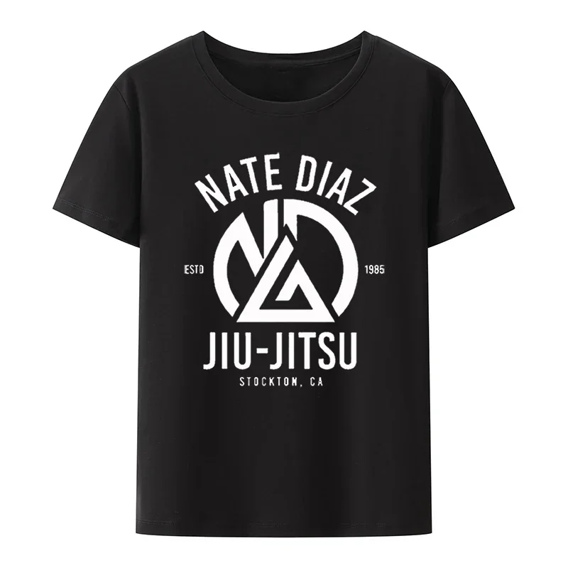 Nate Diaz Jiu Jitsu Modal Print Short-sleev Breathable Exercise Comfortable Popular Street Fashion Round neck outfits lnformal