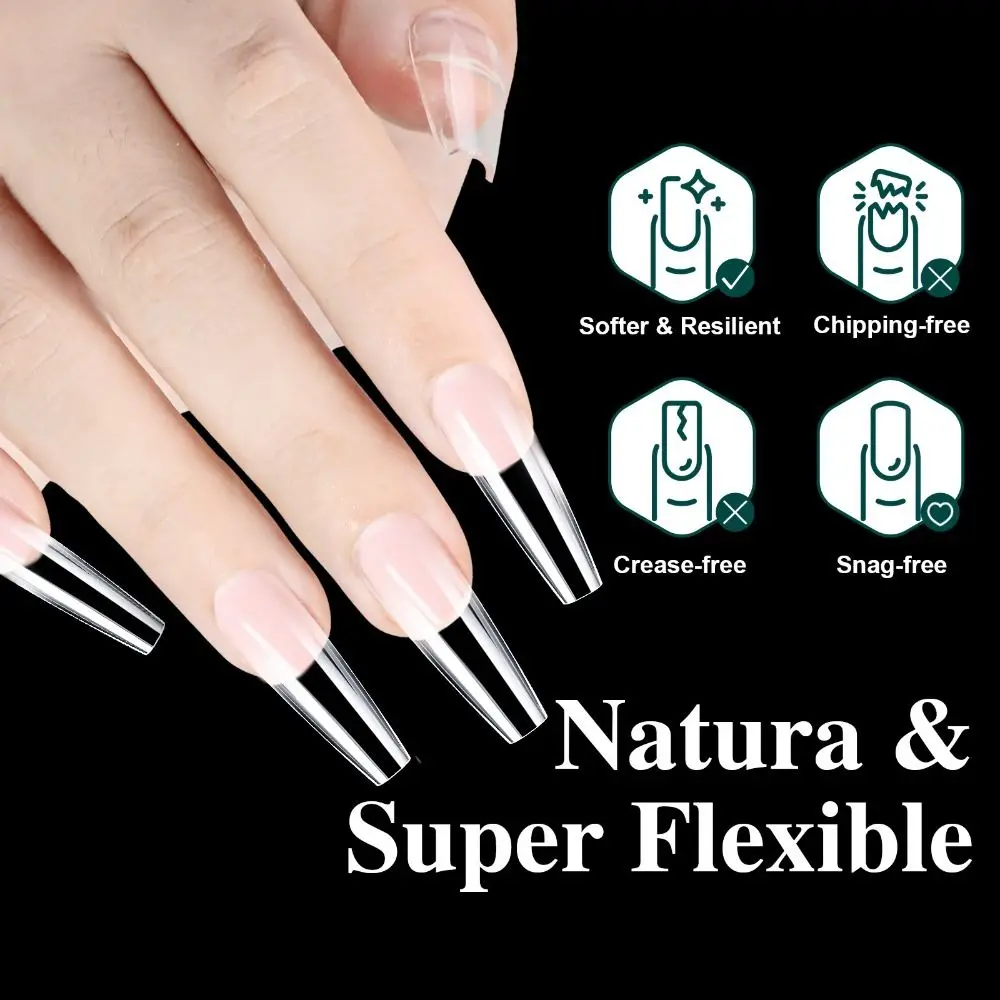 

Hot 16 Sizes Gel False Nail Tips Soft Full Cover Fake Nails Extension Artificial Curved Arch Press on Nails for Women Girls