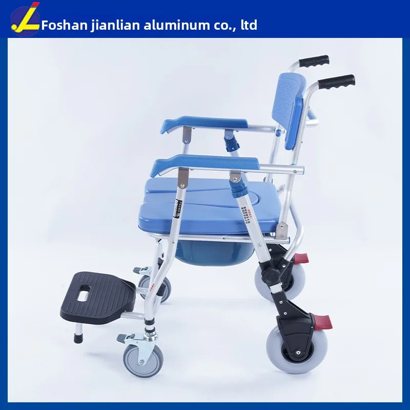 Toilet Chair for The Elderly Bathroom with Wheels Maternity Shower Stool Waterproof Mobile Equipped with Detachable Bucket
