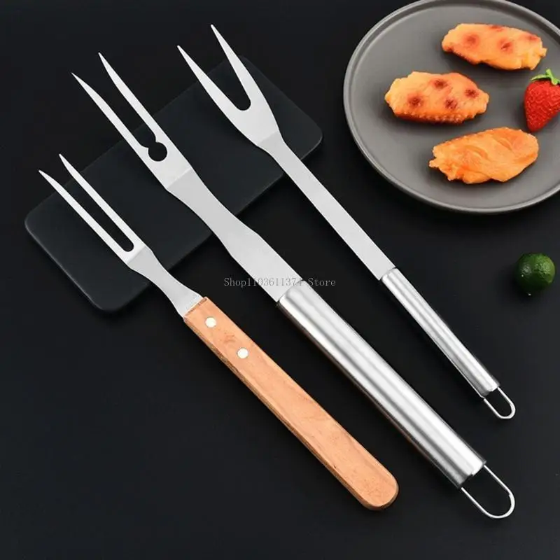 

Steak Clamp Picnics Fork Stainless BBQ Serving Grill Roasting Grilling Fork