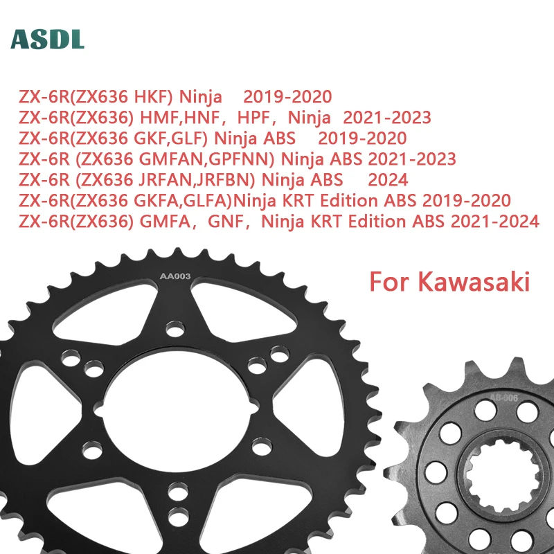 

520 43T 15T Motorcycle Front Rear Sprockets for KAWASAKI ZX-6R Ninja ZX636 ZX6R ZX 6R ZX 636 2019 2020 2021 2022 2023 2024