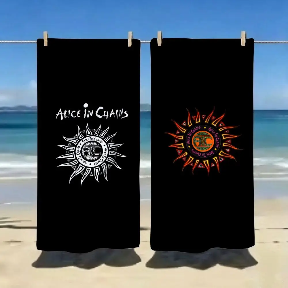 Rock Bands LOGO A-Alice in Chains Towel Ultra-Fine Fiber Quick Drying Absorbent Bath Towel, Outdoor Swimming Sports Towel
