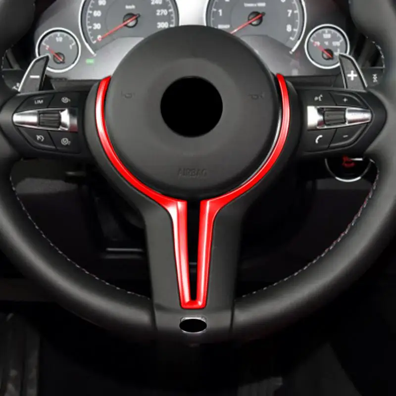 F22 F30 F31 F32 F33 F36 F10 F06 F12 F13 F15 F16 For M-Sport ABS Gloss Color/Alcantara Interior Steering Wheel Cover Trim