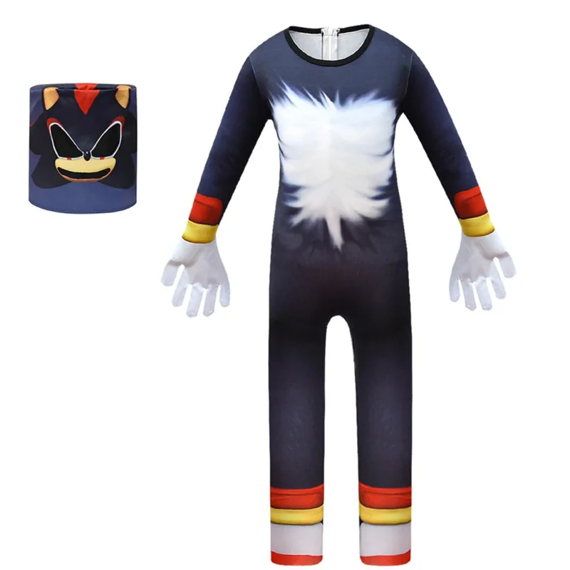 Blau/schwarz Anime Kostüm Sonics Kinder Spiel Charakter Kostüme Halloween Kostüm für Kinder Cosplay Bodysuit Maske/Kopfschmuck