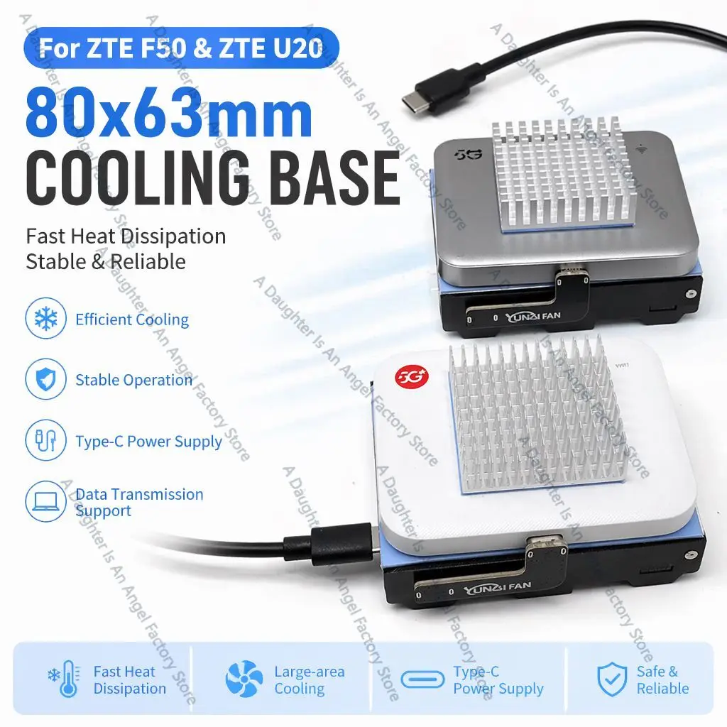 Type-C Portable WiFi Cooler Base, Universal Cooling Fan for ZTE F50 & Feimao U20