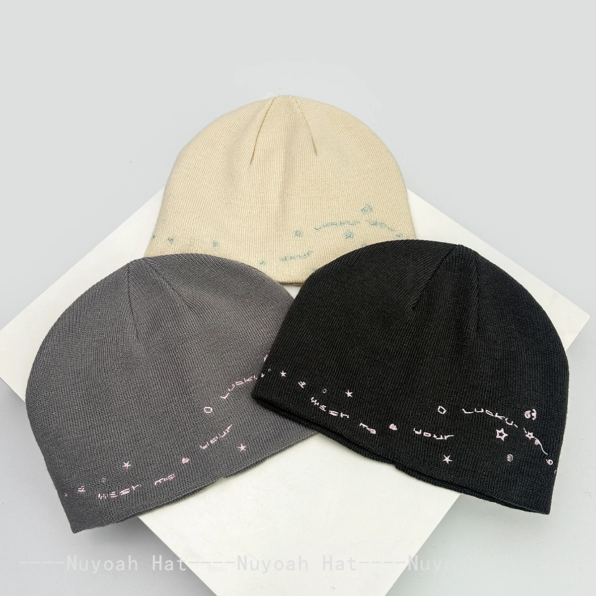 New Men Women Korean Star Letters Embroidery Knitted Hats Personal Warm Sweet Cool Fashion Beanies Simple Versatile ins Casual