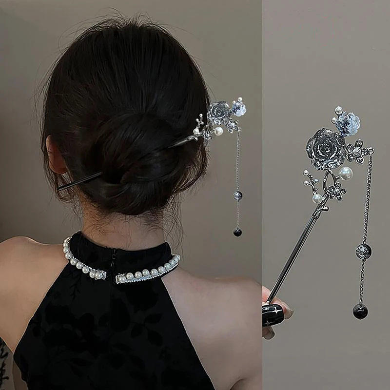 Retro-eleganter Haarstab im antiken Stil mit Schmetterlingsquaste für Frauen und Mädchen, klassische Haarnadel, chinesischer Cheongsam-Haarschmuck – Detail 8