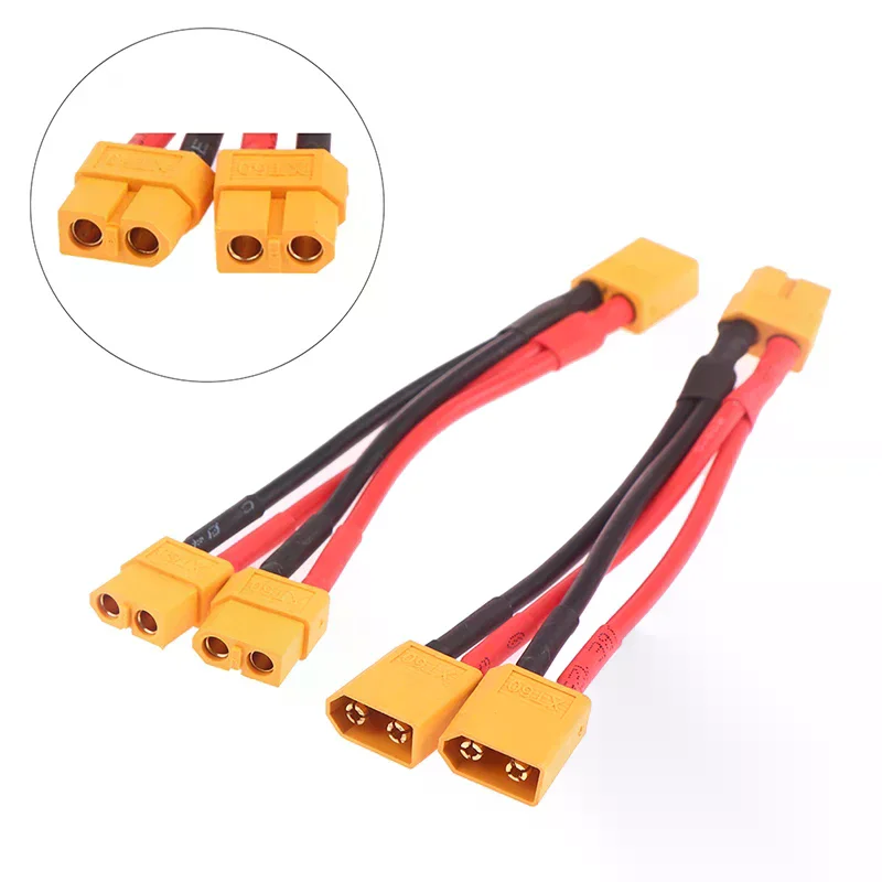 Male Female Cable Dual Extension Y Splitter 3-Way 14AWG Silicone Wire XT60 Parallel Battery Connector For RC Motor