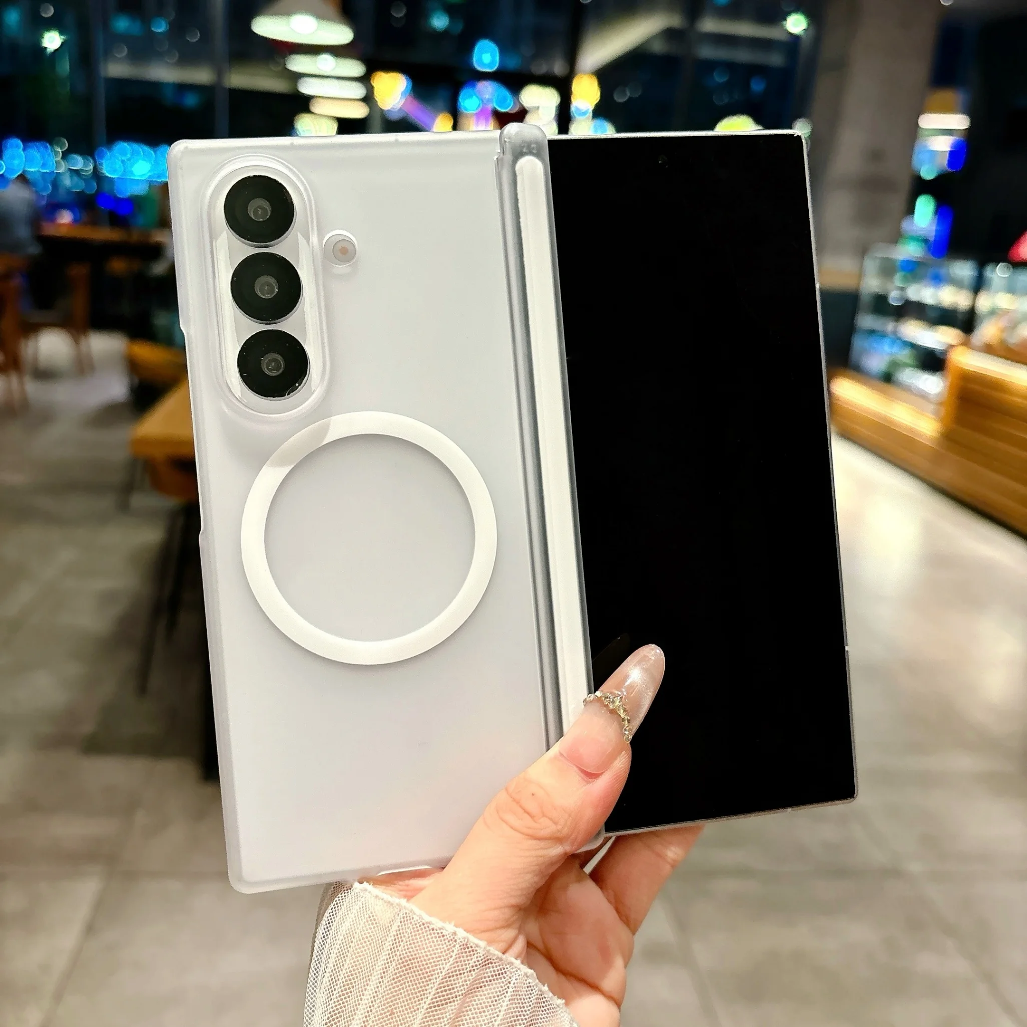 For Samsung Galaxy Z Fold 8 Ultra Z Fold 8 7 6 5 4 Case for Magsafe Magnetic Wireless Charging Frosted Clear Shockproof Cover