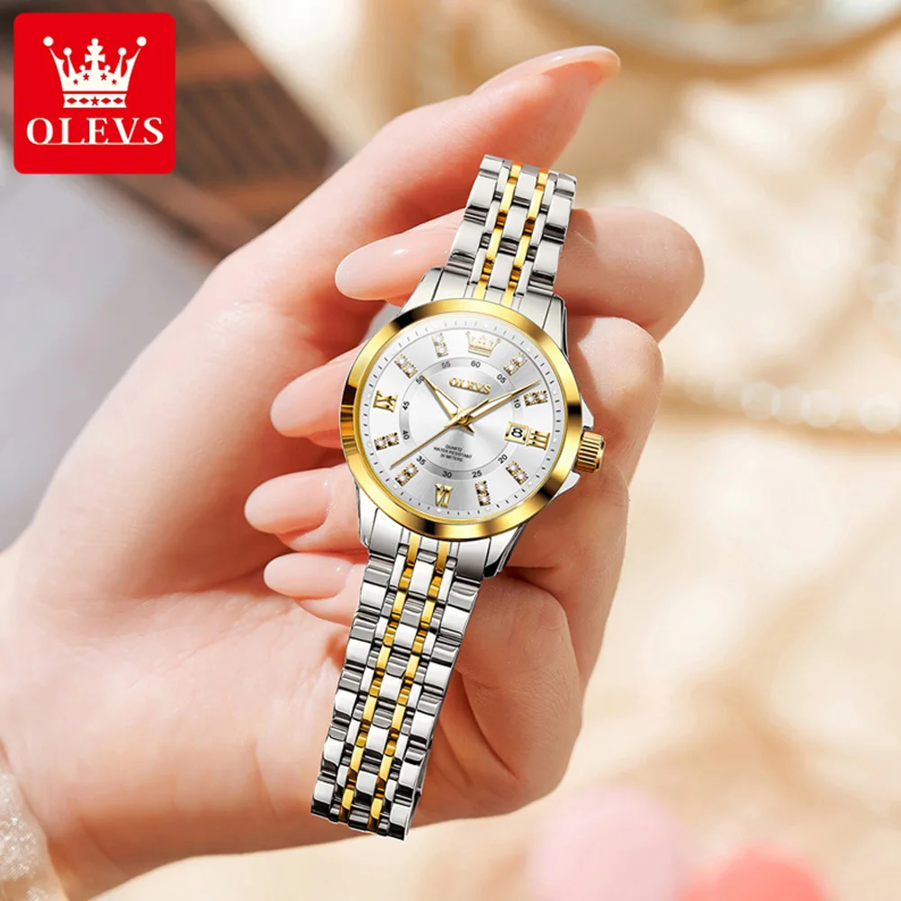 OLEVS 3620 Orologi da donna Originale di marca Elegante moda al quarzo Wirtwatch per donna Impermeabile Luminoso scala di diamanti Reloj