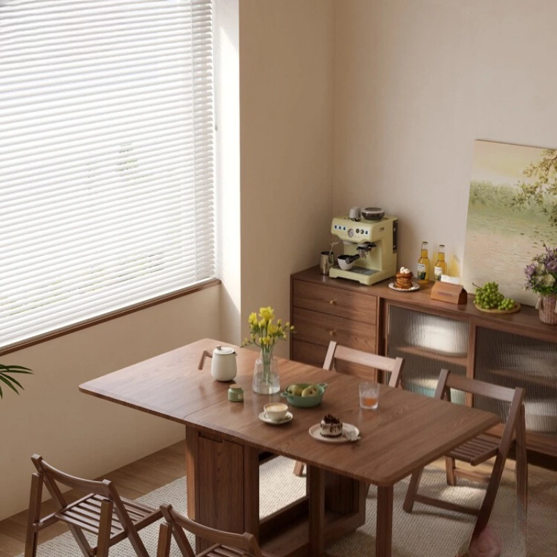 

Solid wood table household small apartment rectangular chair foldable to eat