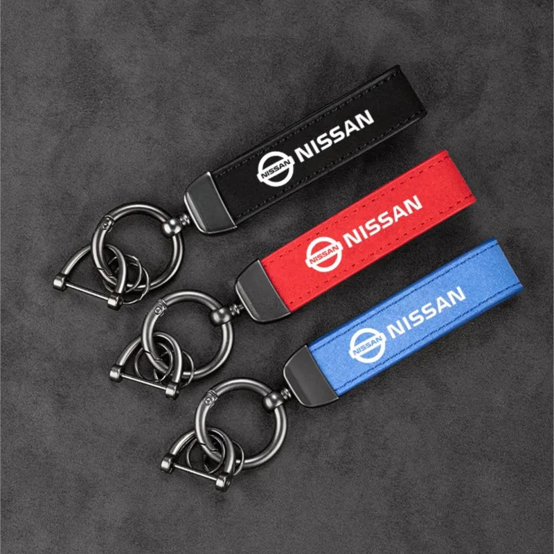 Car Suede Leather Keychain Ring Zinc Alloy Chain Key For Nissan X-trail Qashqai Note Juke Sentra Patrol Navara Micra AlmeraTiida