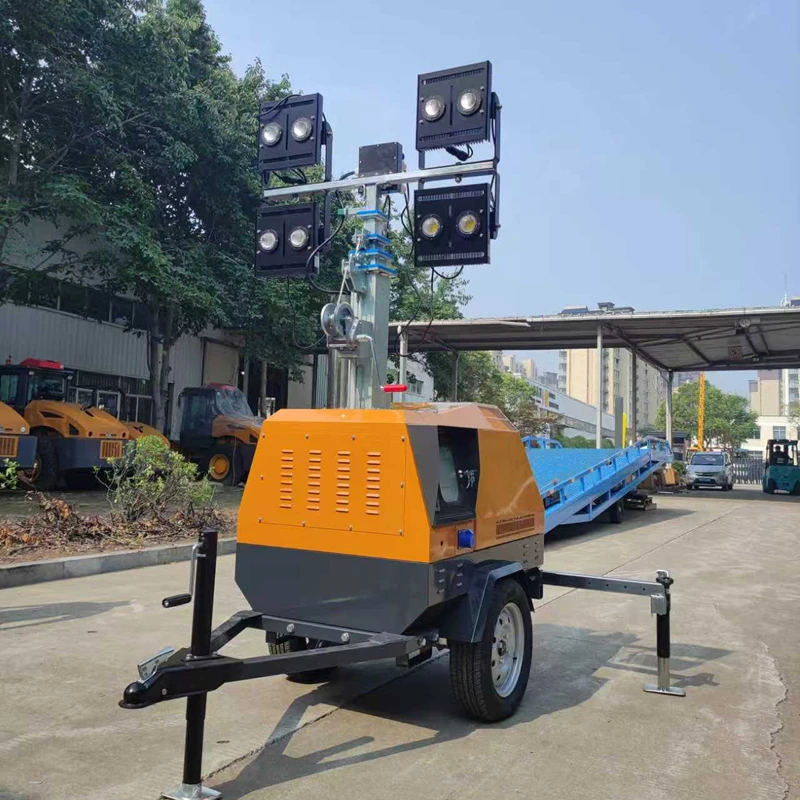 5M 7M 9M Hydraulic/electric Light Tower With Diesel Generator 1000w Trailer Outdoor Industrial Portable Mobile Led Light Tower