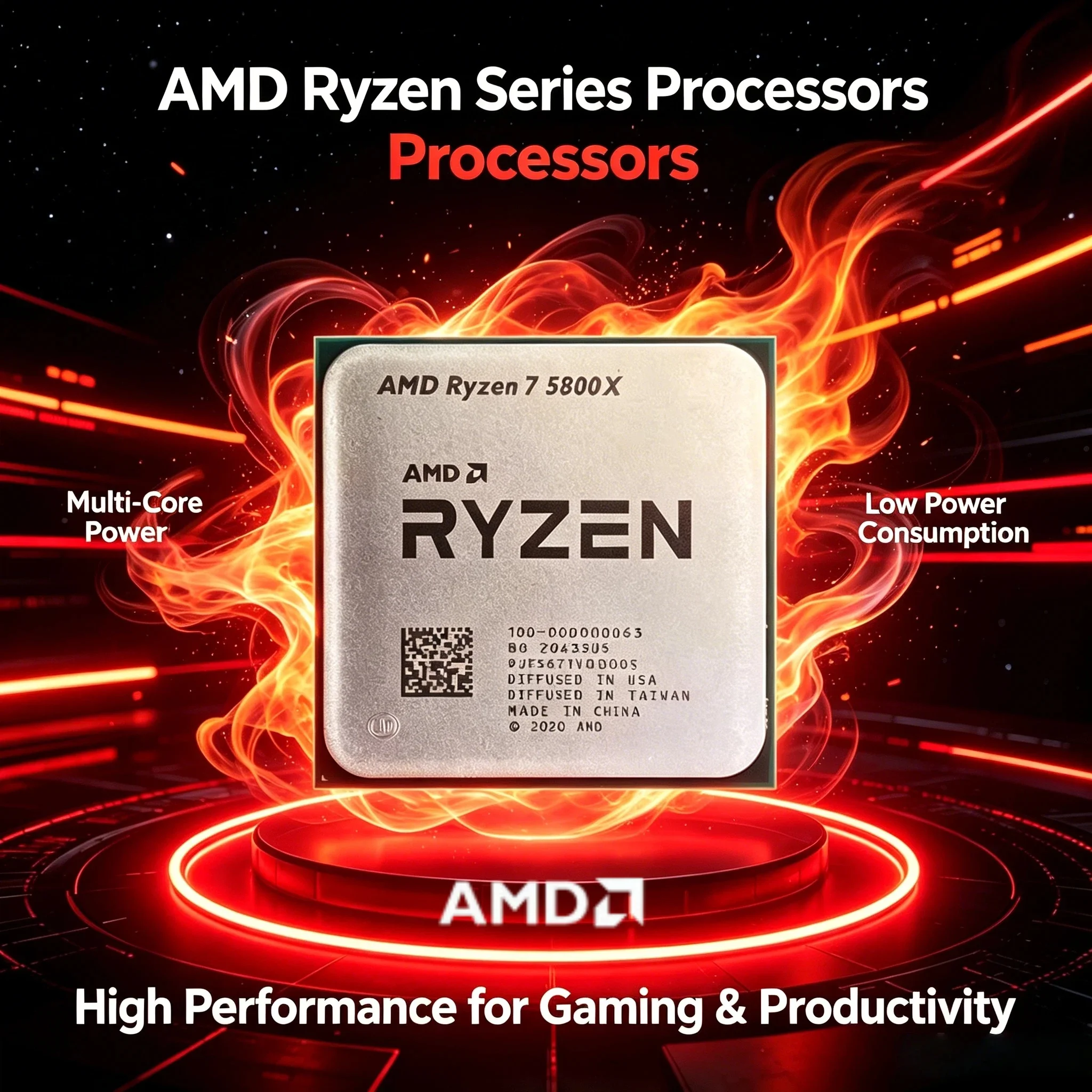 Procesador AMD Ryzen 7 5800X R7 5800X, 8 Núcleos, 16 Subprocesos, 4.7GHz, Desbloqueado, para Escritorio, Socket AM4, para Juegos, OEM Pro Max