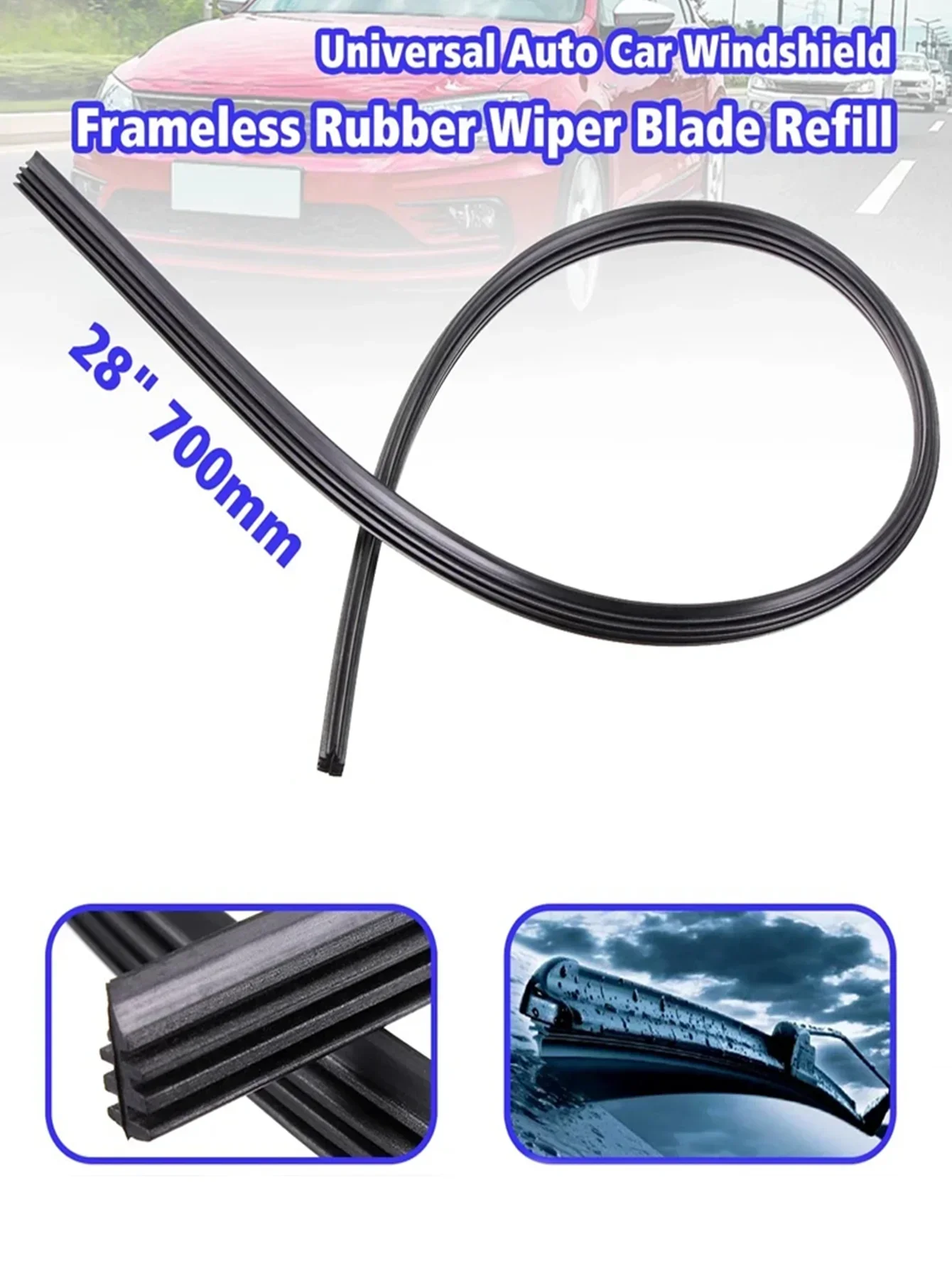 800/700/350mm Car Vehicle Soft Silicone Refills For Window Wiper Blades Elastic Band Windscreen Insert Rubber Strip Accessories