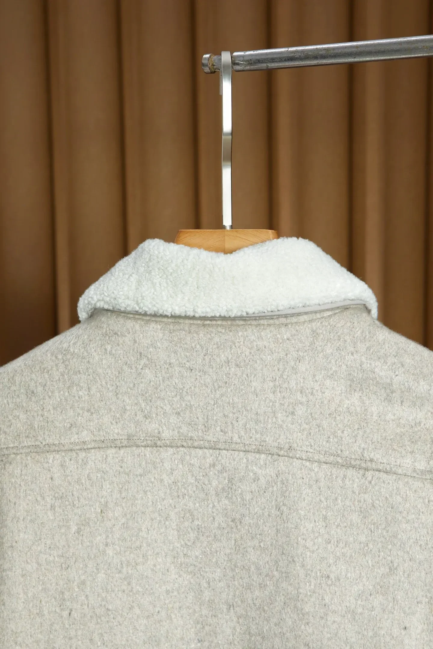 BC Italian removable mink collar wool-blend jacket