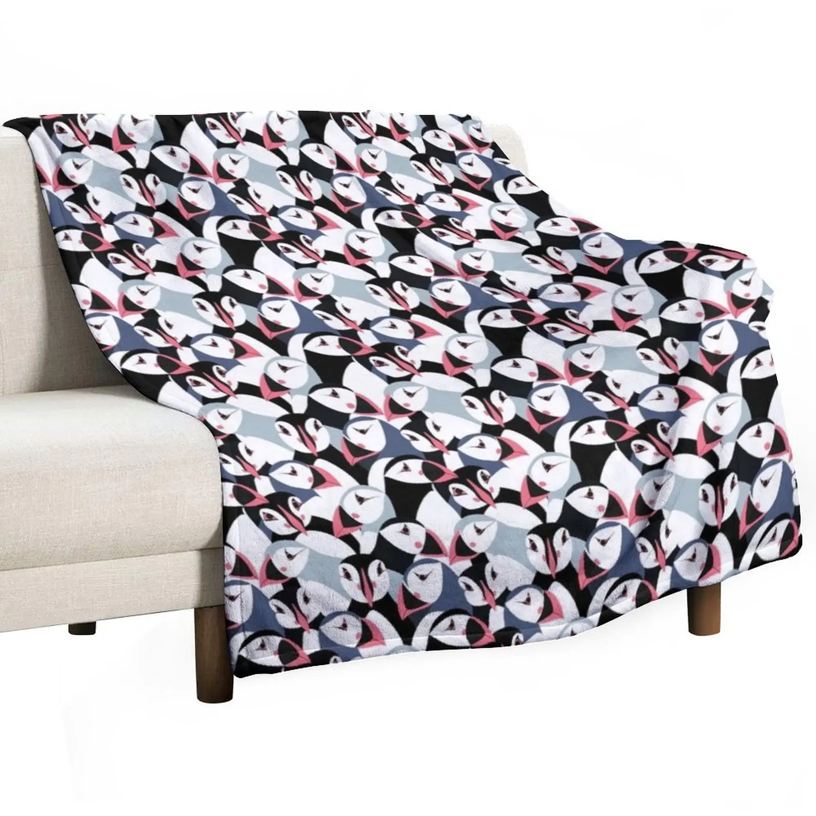 Puffin Party Throw Blanket Furry Hairy Blankets