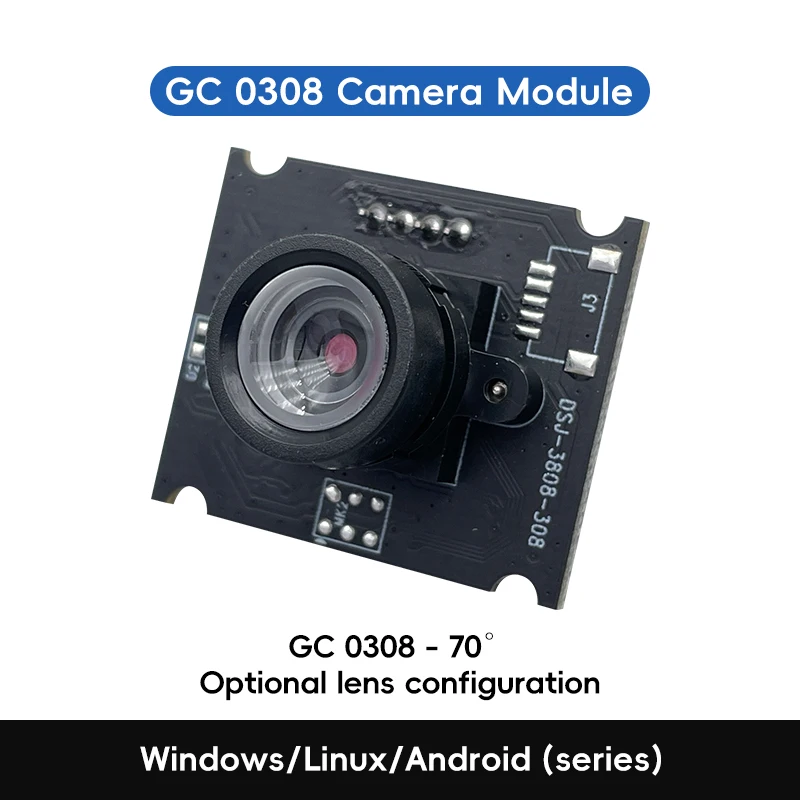 GC0308 640x480 30fps USB 2.0 UVC Camera Module Fixed Lens 3.4um Pixel 5V 32x25mm for Scanning/Face ID/Industrial