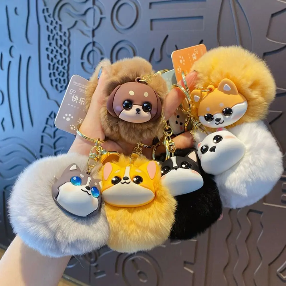 

Creative Cute Plush puppy Keychain Soft Fluffy dog Hairball Toy PVC Doll Cute Cartoon Keychain Students