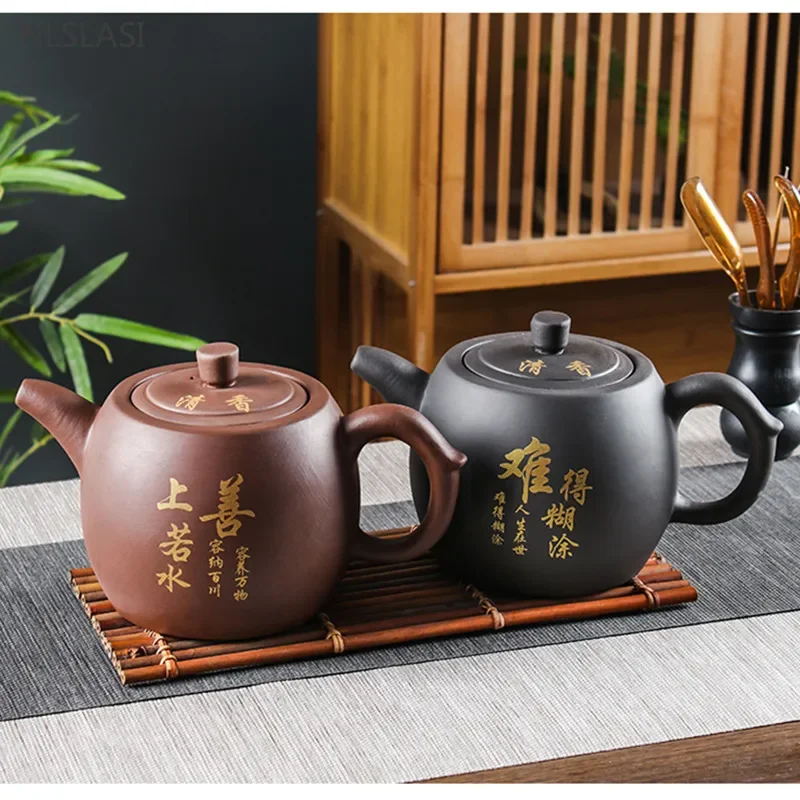 950ml Large Capacity Yixing Purple Clay Teapot Chinese Coloured Drawing Beauty Tea Pot Zhu Mud Ball Hole Filter Tea Infuser