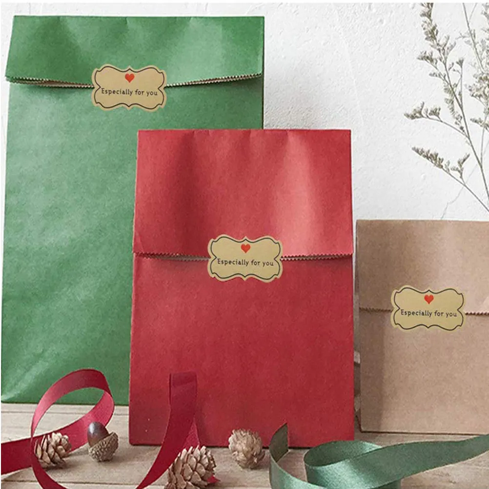 

250Pcs Romantic Letter Design Sealing Stickers Kraft Paper Self-Adhesive Bag Stickers for Cake Biscuit Macaron Chocolate