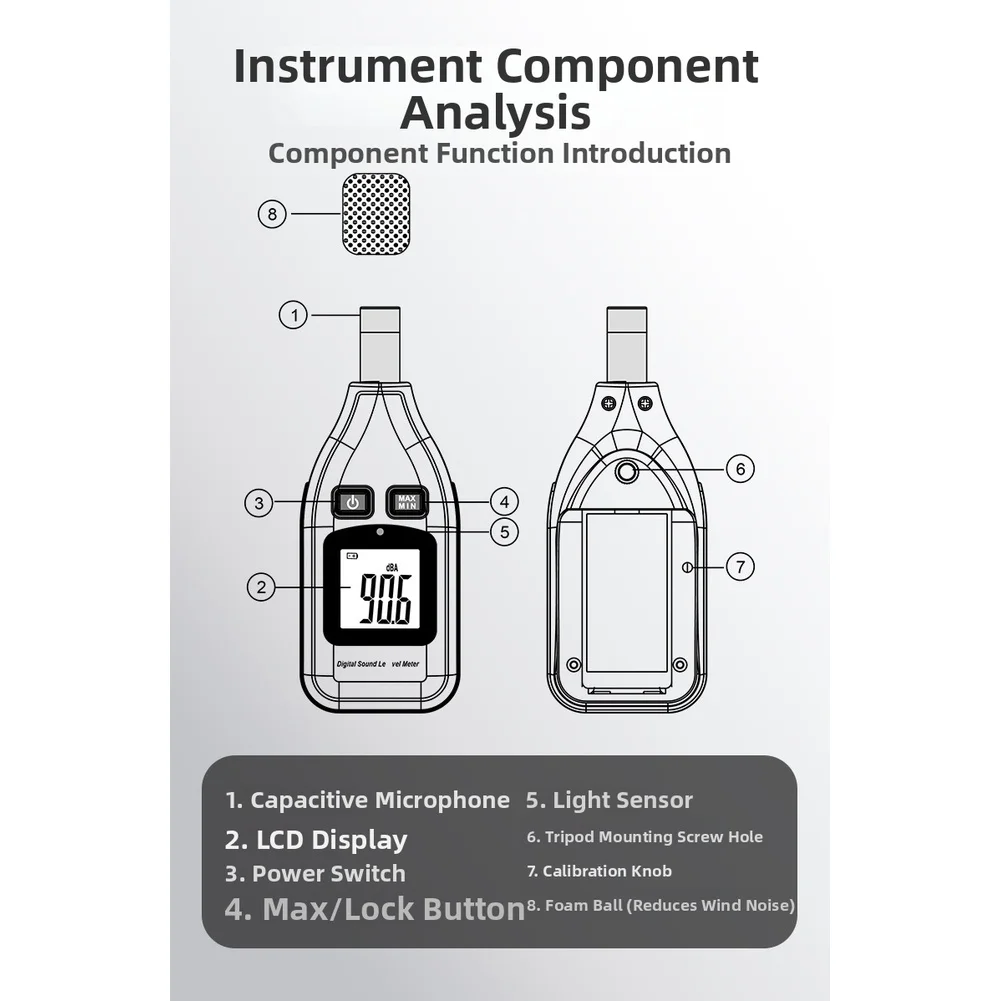 GM1351 Digital Noise Monitor with Adjustable Sampling Interval and Continuous Mode for Extended Duration Measurements