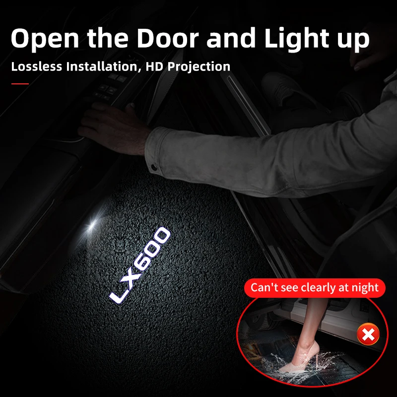 For 22-2024 LX600 Interior Upgraded Modification Accessories LX500d LED HD Environment Pedal Light Car Door Welcome Light