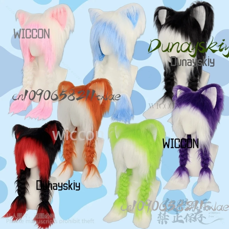 فروي Furrsuit أنيمي الحيوان تأثيري القط لطيف Y2K أفخم جميل الكرتون الأذن رئيس الملحقات لحفلة الهالوين Jirai Kei الفتيات