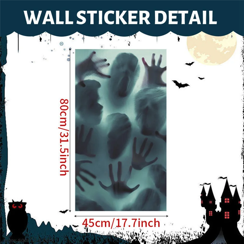 2pcshalloween statische Aufkleber entfernbare blutige Handabdruck Ghost Horror Fenster Aufkleber Halloween Dekoration für zu Hause