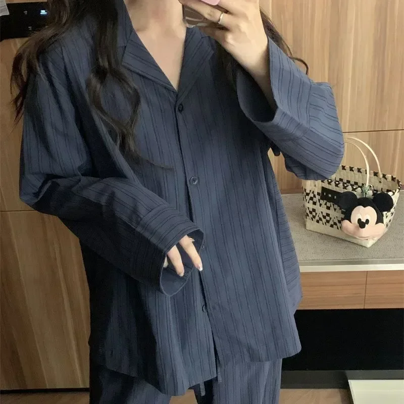 Autumn Loungewear Pajamas Trousers Women\'s Pieces Plus Cardigan Long-sleeved Size Sleepwear 2 Pijama Set Cotton Female