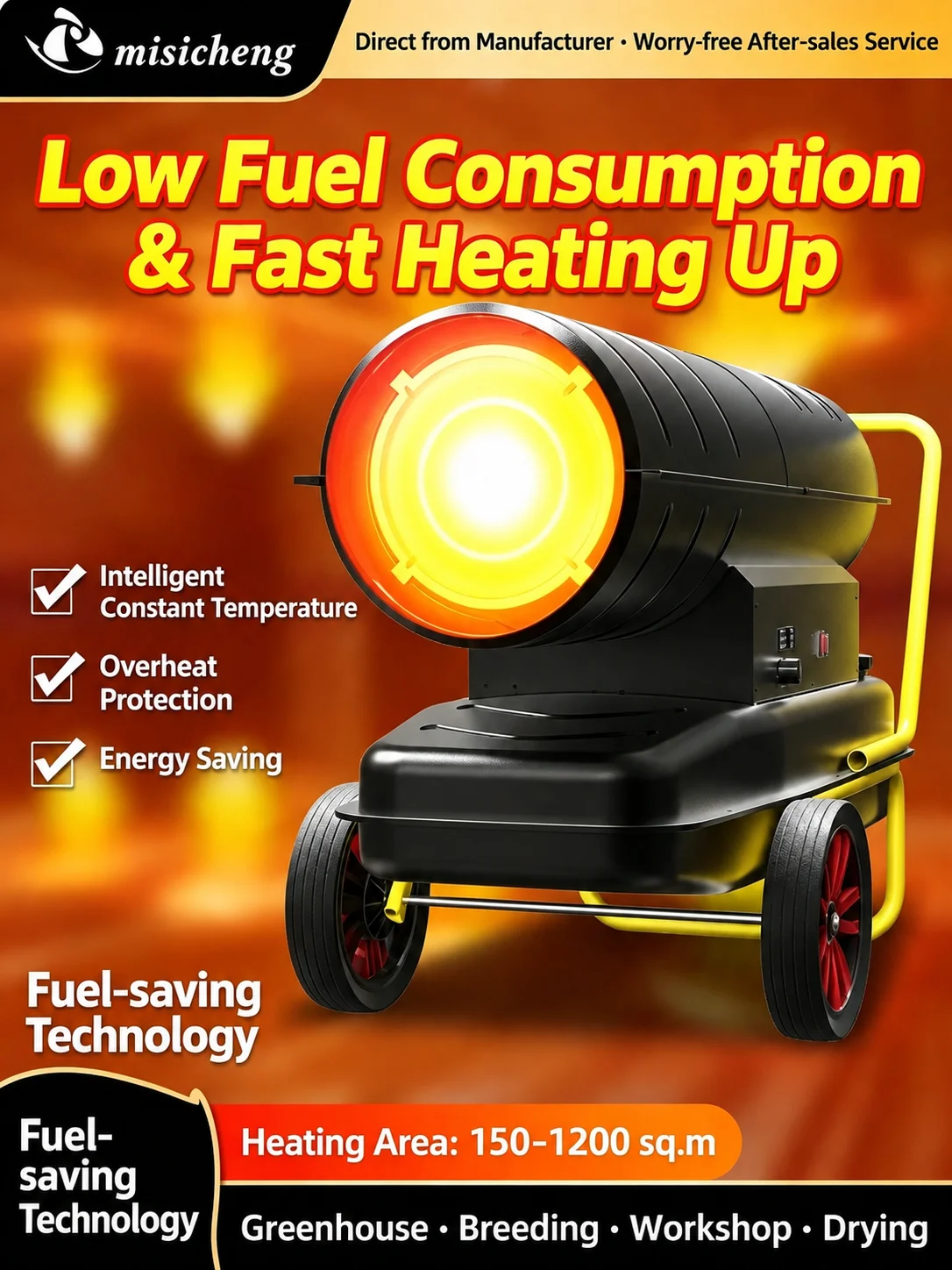 70KW Portable Diesel Air Heater Industrial Forced Air Heater For Construction Warehouse Greenhouse Wholesale Diesel Generator