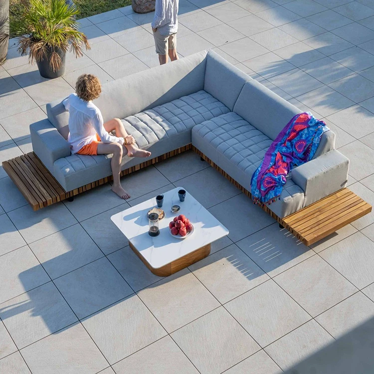 Customized Logo Casual Combination Waterproof Garden Sofas And Coffee Table Outdoor Teak Sofa Set