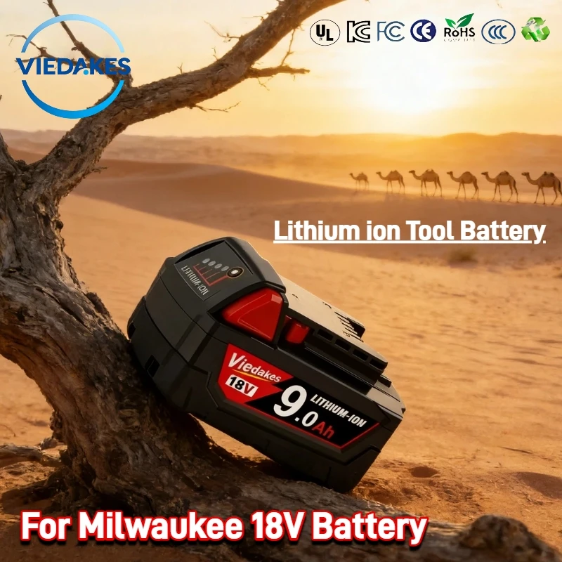

18V 9.0Ah Rechargeable Lithium-ion Battery, for Milwaukee 18V battery Compatible with 48-11-1840 48-11-1820 2607 Models