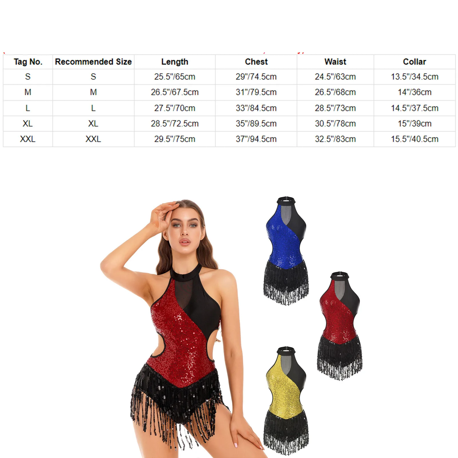 Sparkling Sequins Latin Jazz Dance Leotard Bodysuits Womens Fringed Latin Leotard Jumpsuits for Dance Performance Costumes