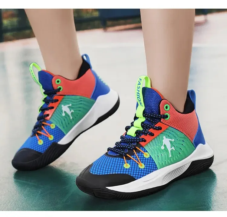 

НОВЫЕ баскетбольные кроссовки для детей, баскетбольные кроссовки с нескользящей подушкой для мальчиков, спортивная обувь, удобные детские кроссовки