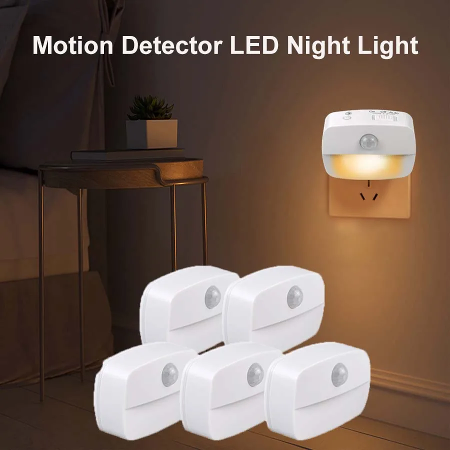 Motion Detector Night Light EU Plug In 220V Wall Lamp Mini Wireless Night LightBedroom Closet Kitchen Toilet Stair Light