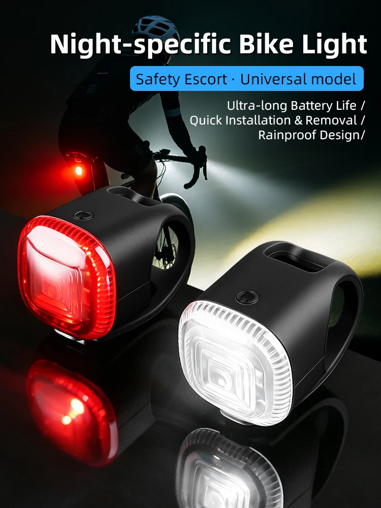 AliExpress NONE 2PCS Bike Light Set USB/2032 Battery LED Headlight Taillight Waterproof Silicone Bicycle Safety Light For MTB Road Bike