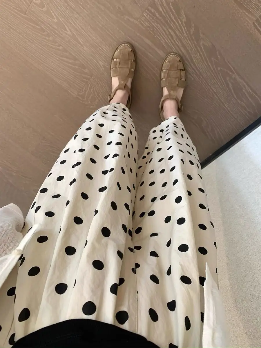 

Handmade Polka Dot Harem Pants Women's Summer Loose Wide Leg Casual Lazy Sle Commute Wind Regular Thin l Waist N...